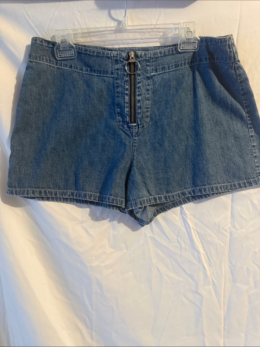 Express Medium Blue Denim Zip-Front Shorts